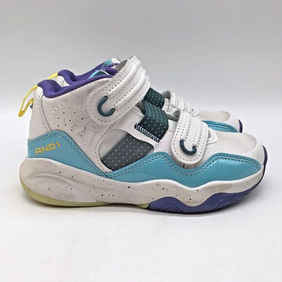 AND1 White Glow In The Dark Sneakers Youth 13 Hook & Loop Basketball Shoes - Picture 1 of 13